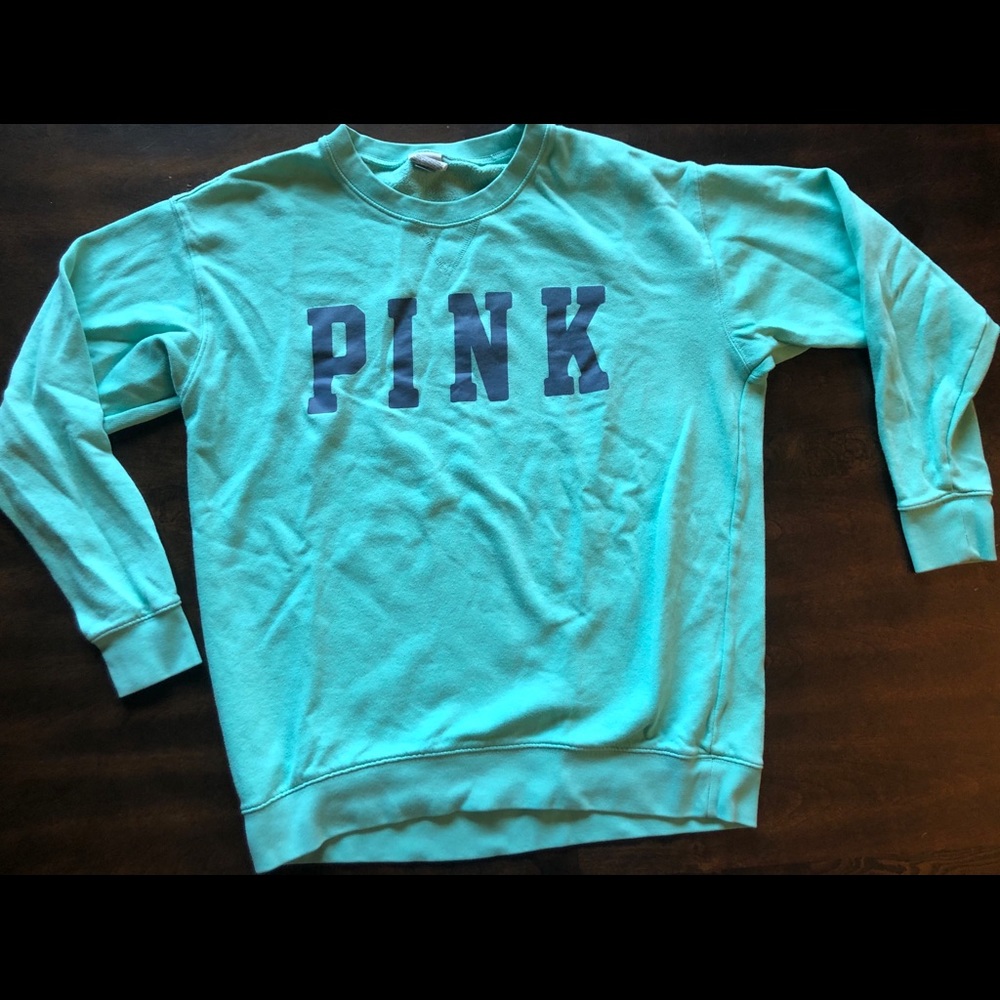 Pink brand green sweat shirt